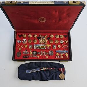 Huge WW2 Silver Medals, Pins, Brooches, & Coast Guard Cap w/ case (50+ pieces)